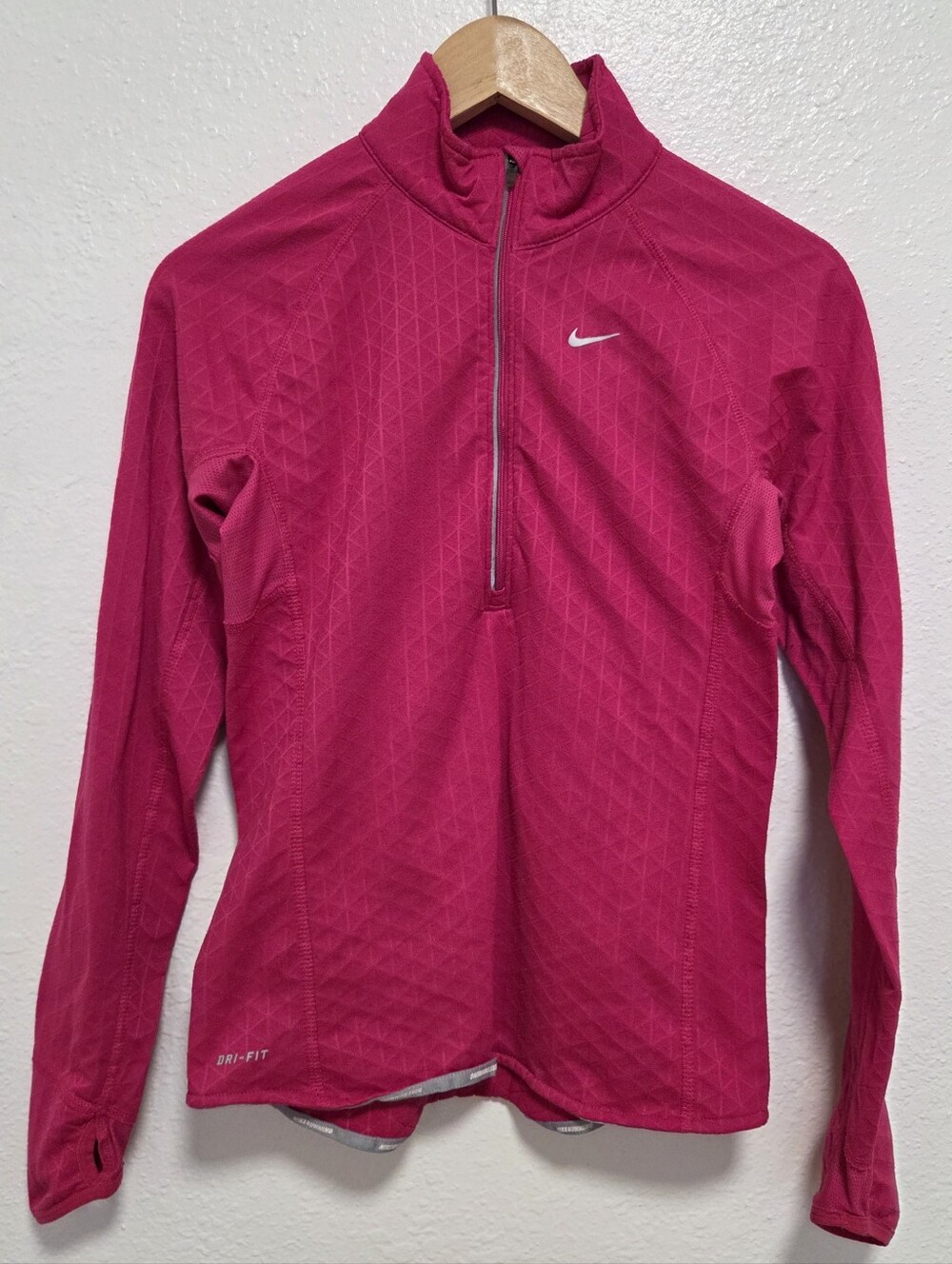Nike Dr-Fit Pink Quarter Zip Running Top Long Sleeve Sz Medium